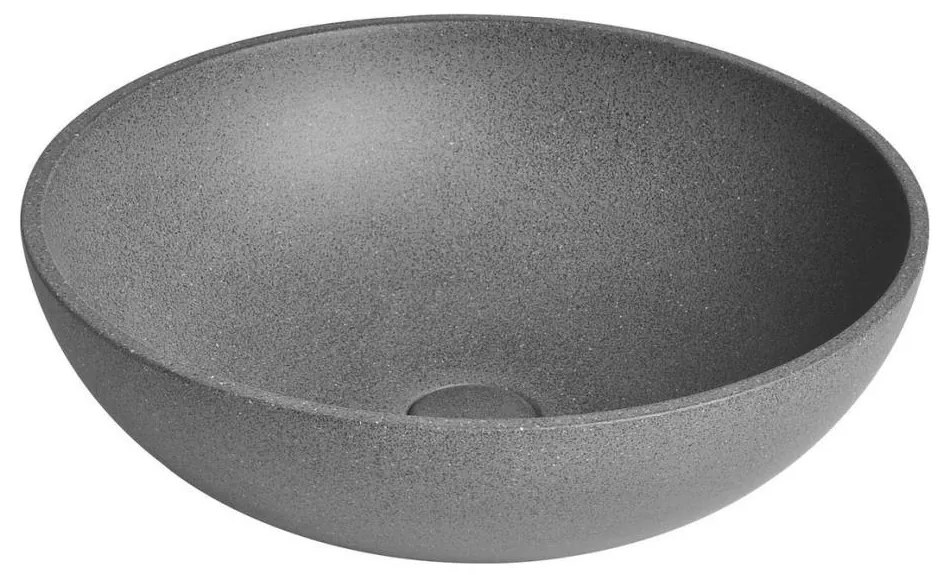 Sapho - TURF ráültethető mosdó, átmérő 44 cm, beton/fekete gránit