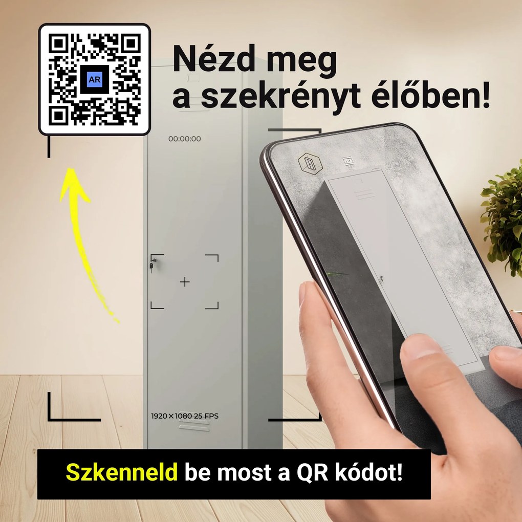 Keskeny, szürke fém tárolószekrény, 500x1850x500 mm: AGNES