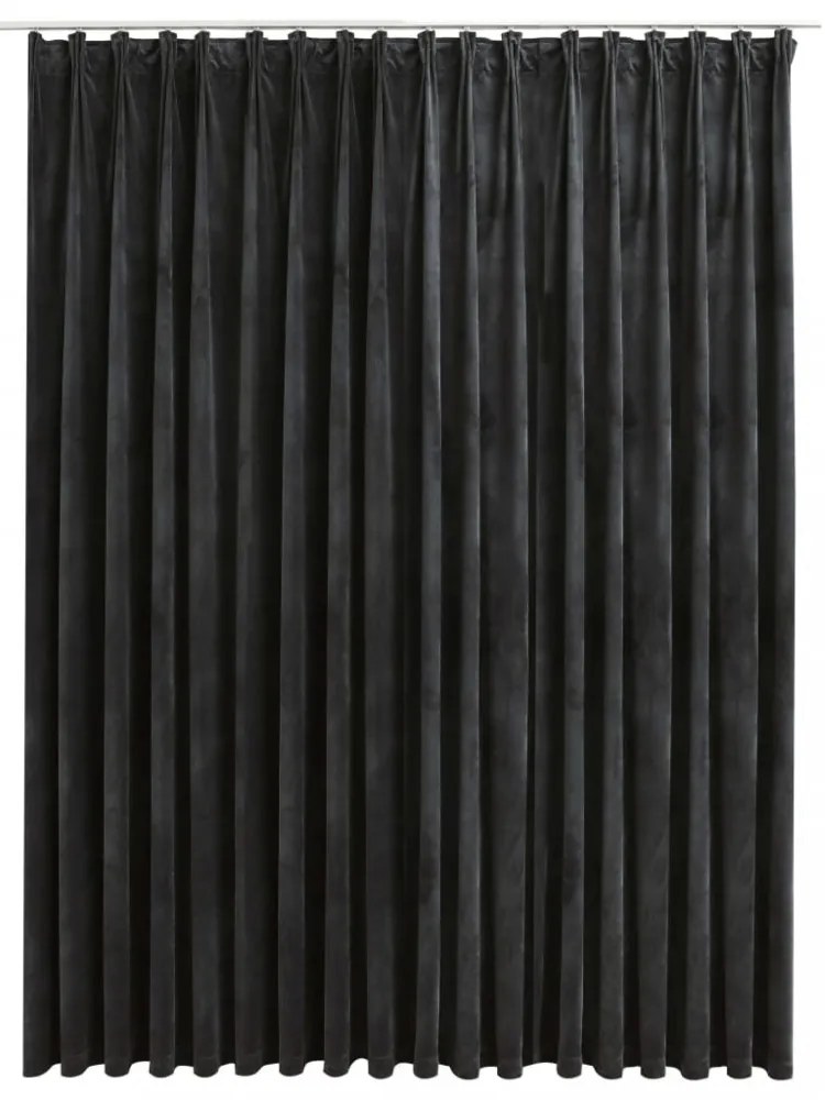 antracitszürke bársony sötétítőfüggöny kampókkal 290 x 245 cm