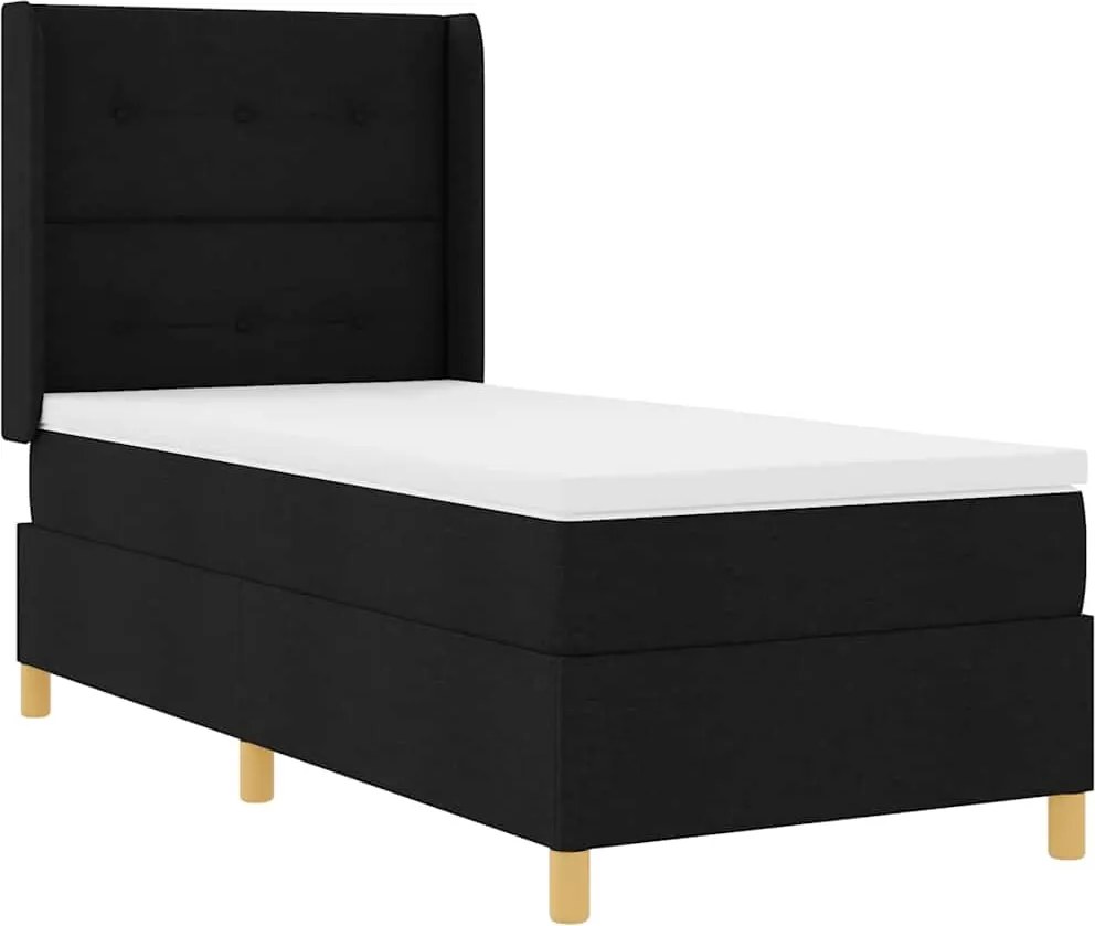 vidaXL Boxrugós ágy matracmal fejtámlával Fekete 140 x 200 cm szövet