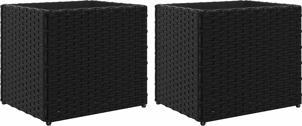 vidaXL 2 db fekete polyrattan kerti ültetőláda 36x30x32 cm