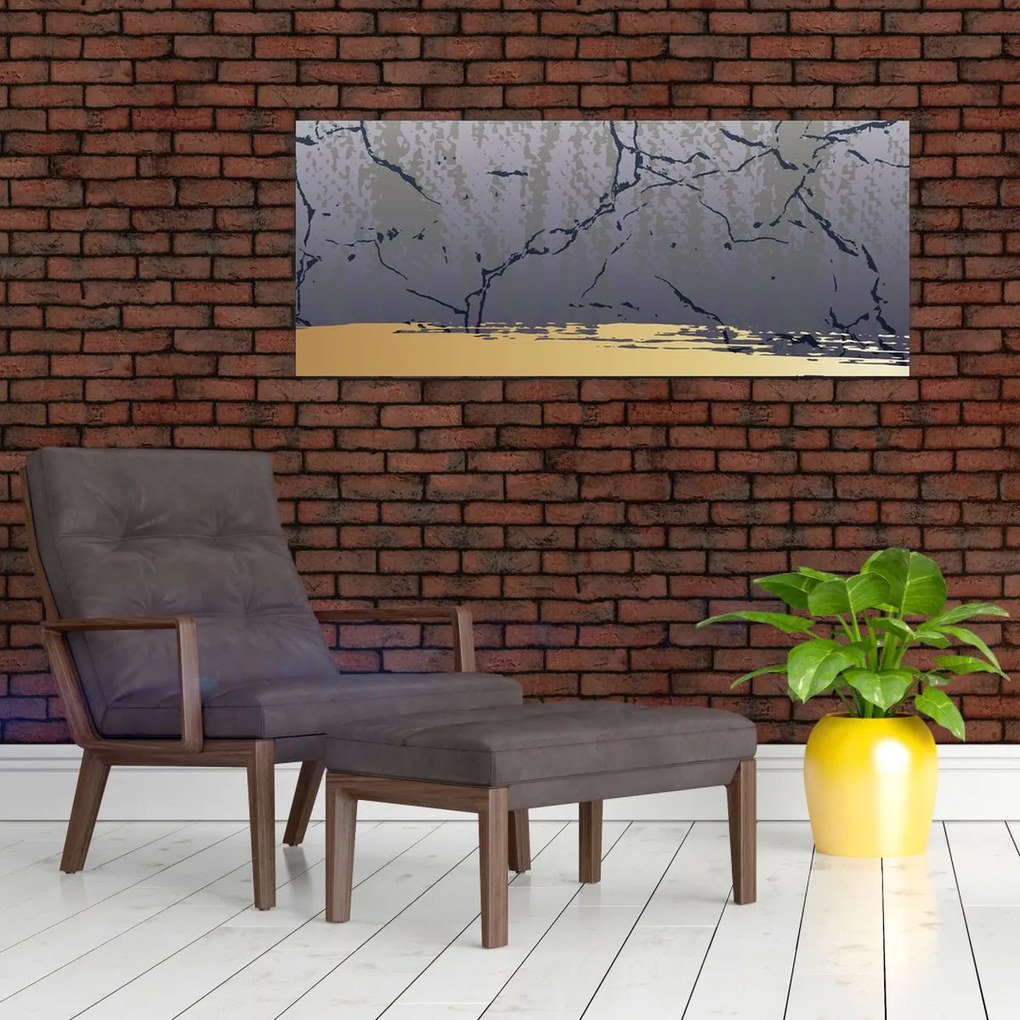 Kép - Kék és arany absztrakció N⁰1 (120x50 cm)