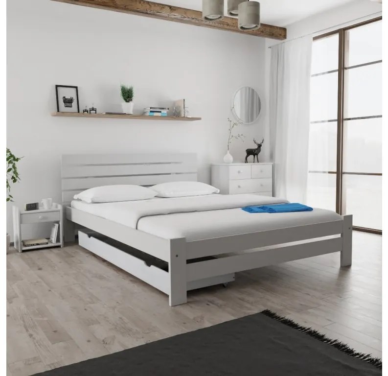 PARIS magasított ágy 140x200 cm, fehér Ágyrács: Léces ágyrács, Matrac: Coco Maxi 20 cm matrac