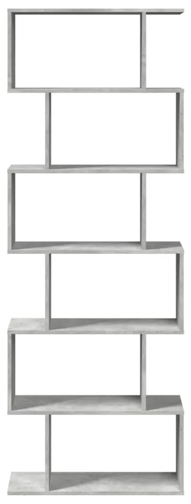 6 szintes betonszürke fa térelválasztó könyvespolc 70x24x193 cm