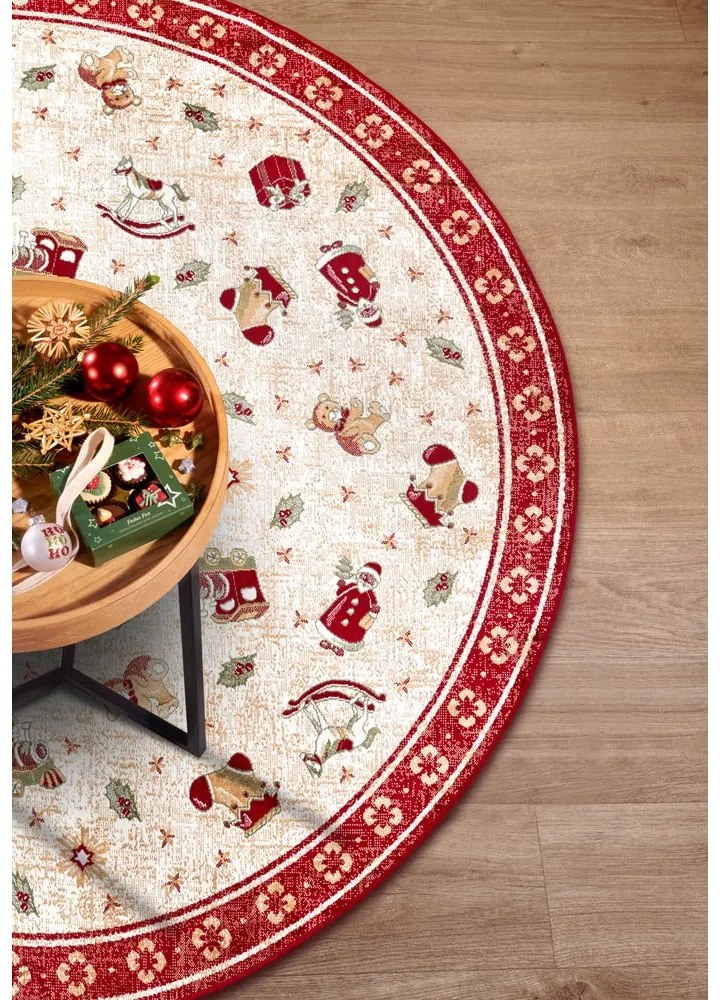 Piros pamutkeverék kerek szőnyeg karácsonyi mintával ø 200 cm Toy's Delight Red Christmas – Villeroy&amp;Boch
