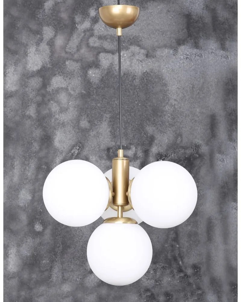 Fehér-aranyszínű függőlámpa üveg búrával ø 15 cm Hector – Squid Lighting