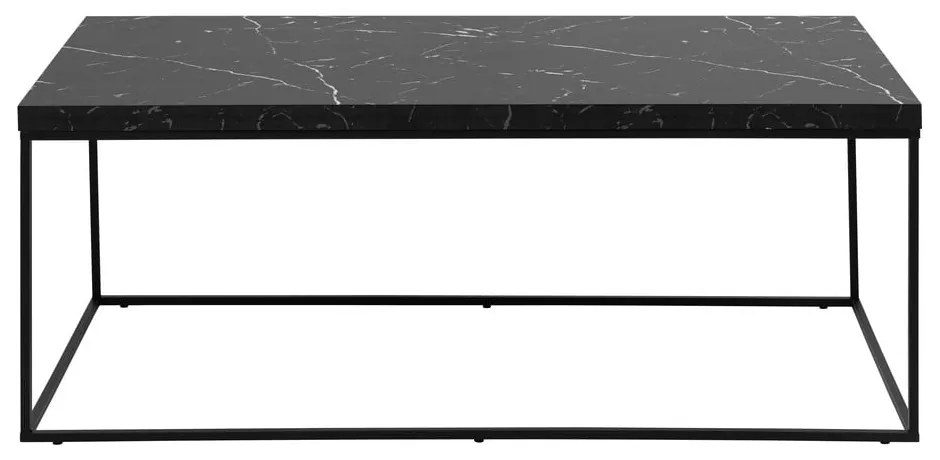 Fekete dohányzóasztal márvány dekoros asztallappal 55x110 cm Barossa – Actona