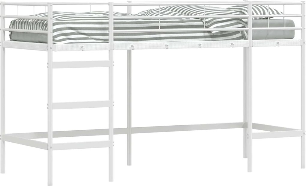 vidaXL Gyerekek Loft Ágykerete Fehér 74,5 x 190 cm Acél