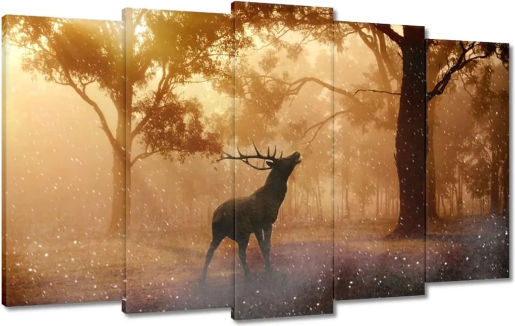 Vászonkép 100x60 Szarvas az erdőben