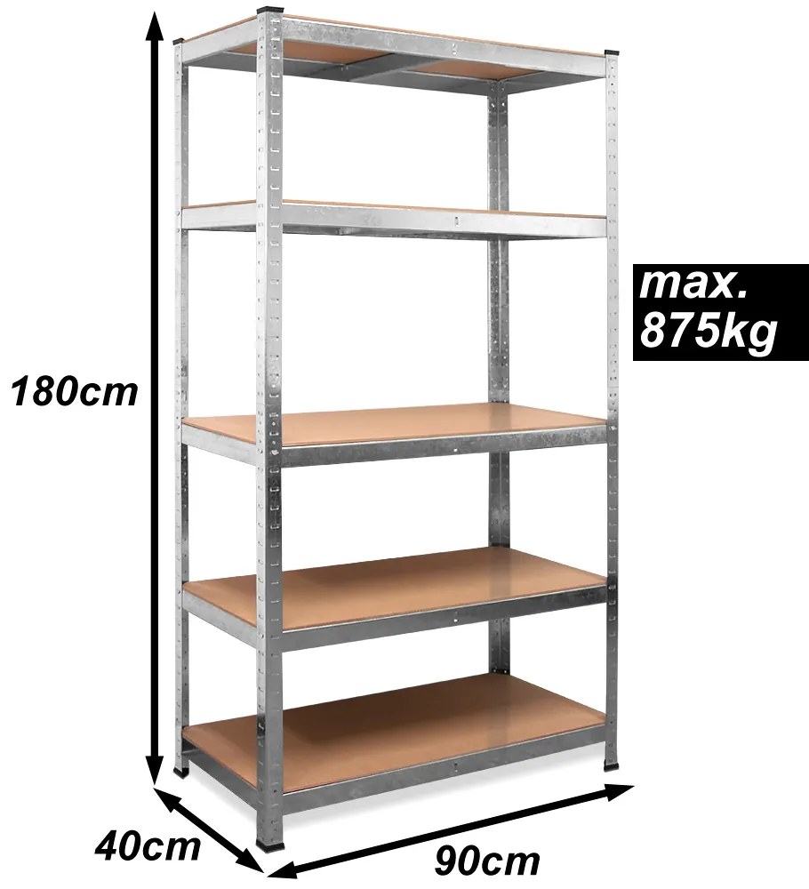 monzana® 2 db 180x90x40 cm-es polcból álló készlet - ezüst színű