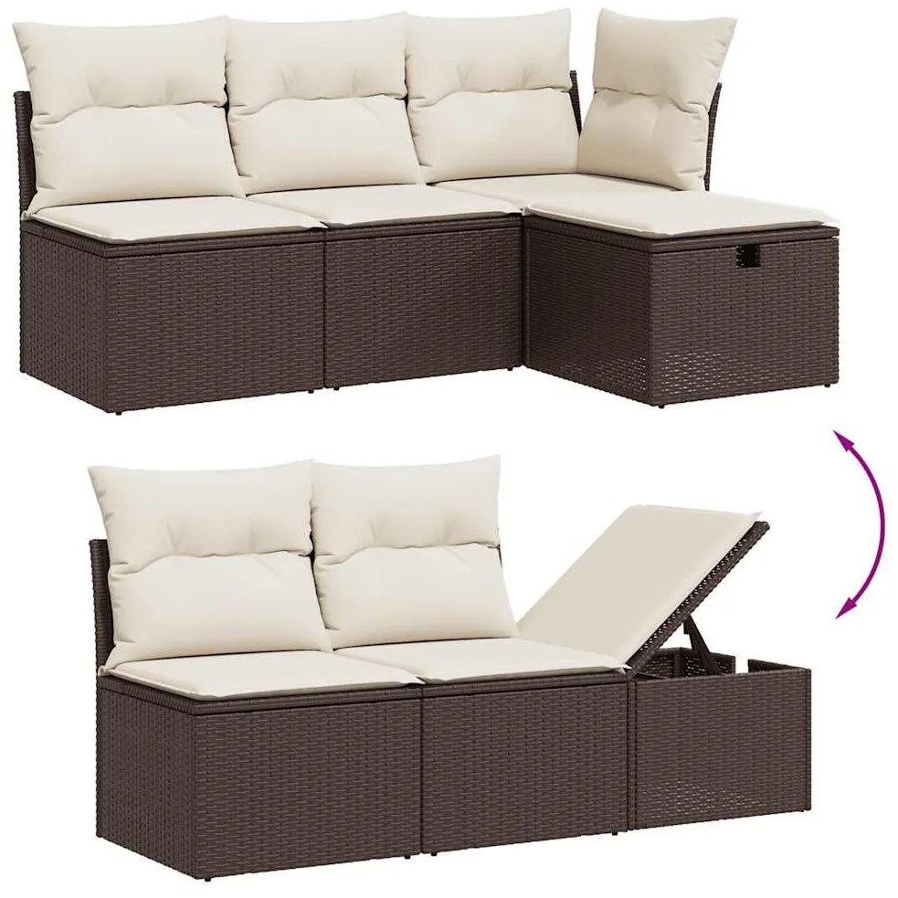 10 részes barna polyrattan kerti ülőgarnitúra párnákkal