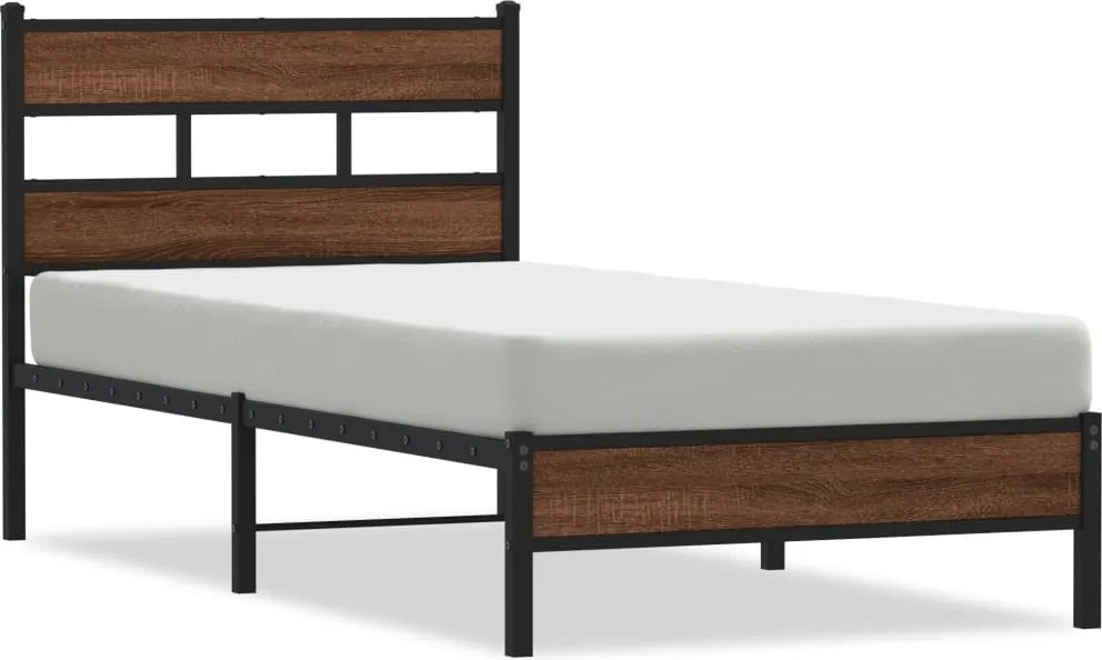 vidaXL barna tölgy színű szerelt fa ágykeret matrac nélkül 90x190 cm