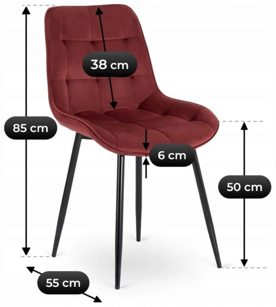 Bordó Bársony Étkezőszék. CHRIS