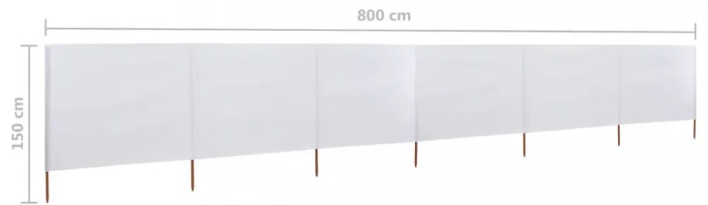 homokfehér szövet 6-paneles szélfogó 800 x 120 cm