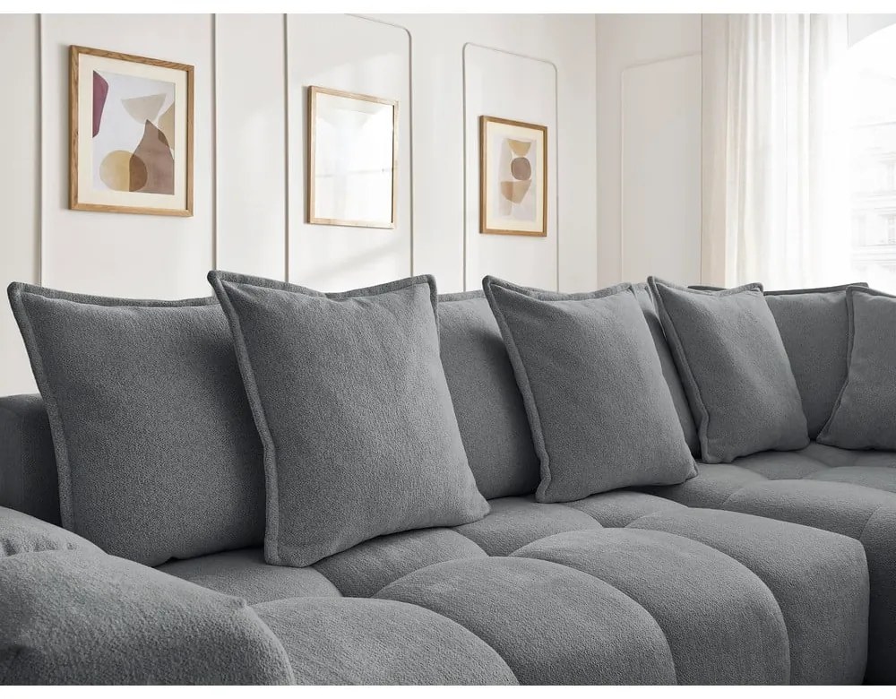 Sötétszürke zsenília kinyitható-tárolóhelyes sarokkanapé (jobb oldali-L alakú) Everest – Bobochic Paris