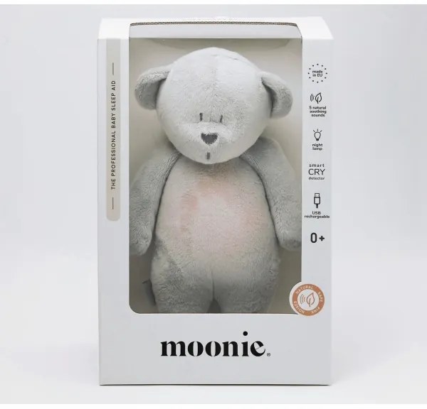 Moonie - Snuggle buddy dallammal és világítással medvebocs 2.0 ezüst