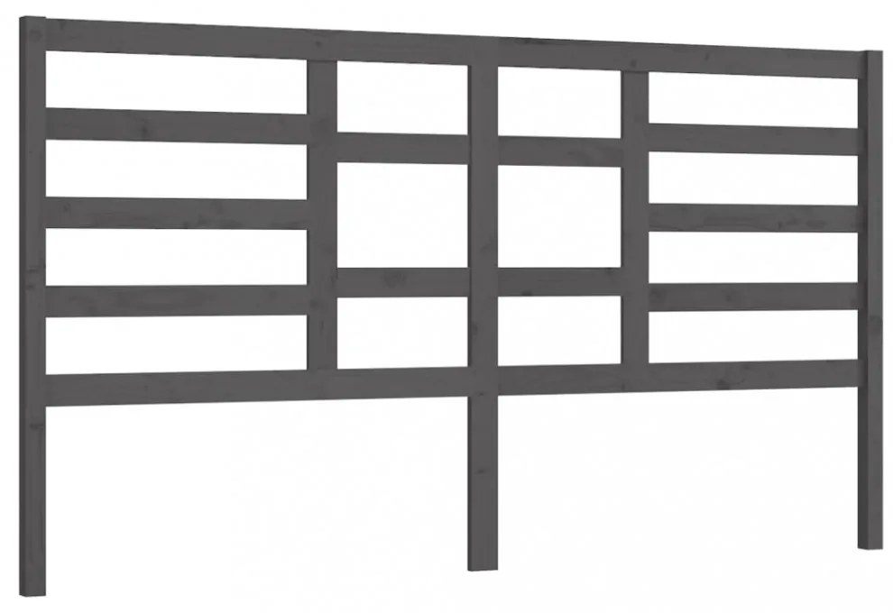 szürke tömör fenyőfa ágyfejtámla 186 x 4 x 104 cm