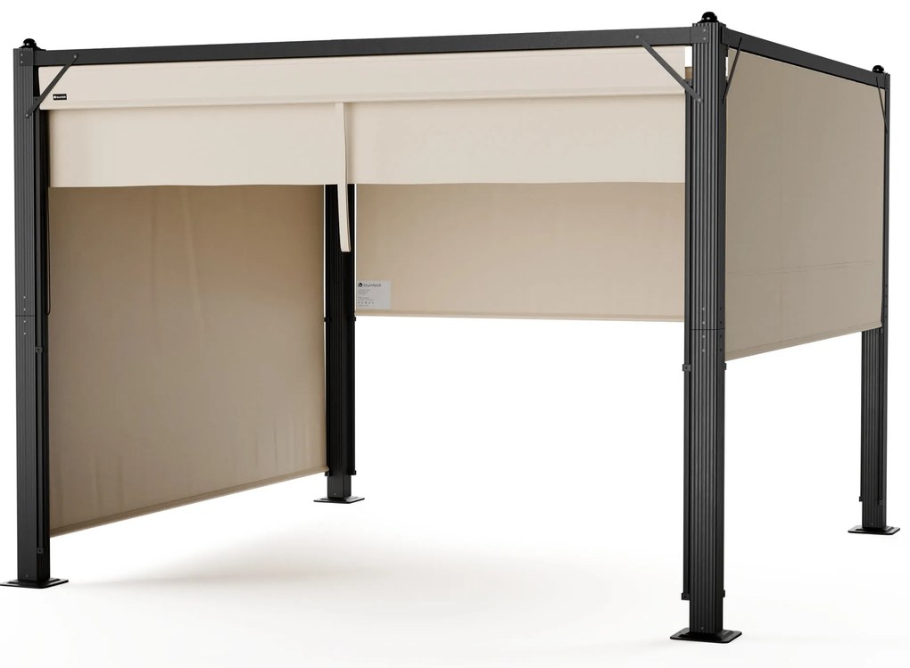 Blumfeldt Pantheon Cortina pavilon 3x3 m, időjárásálló, alumínium, porfestett, redőnyök