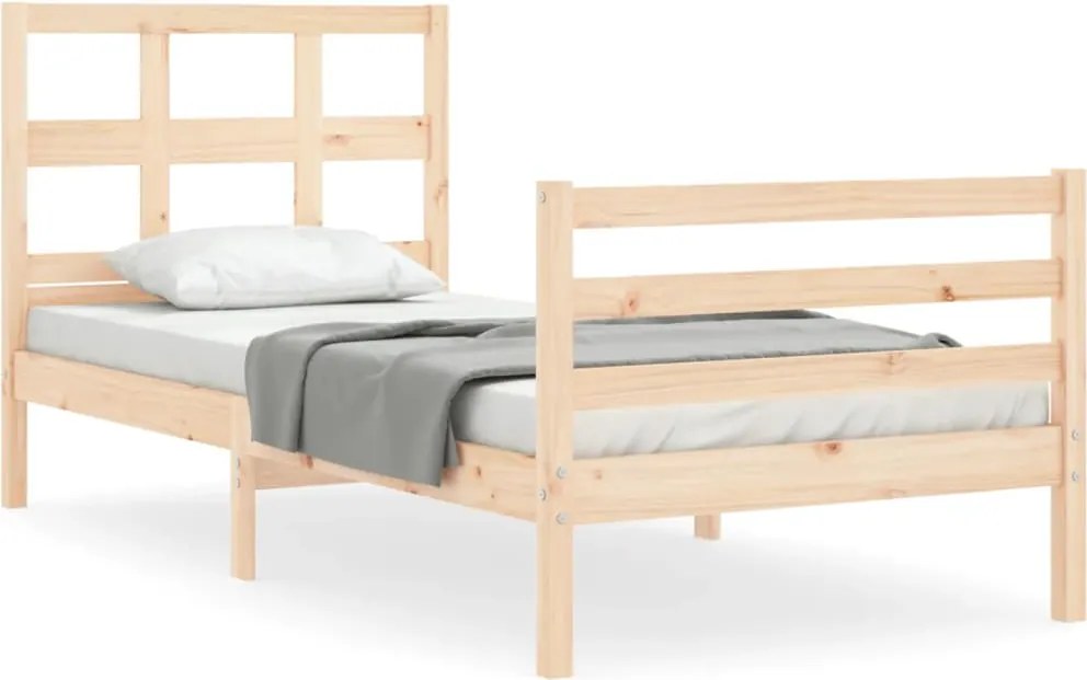 vidaXL tömör fa ágykeret fejtámlával 90 x 200 cm