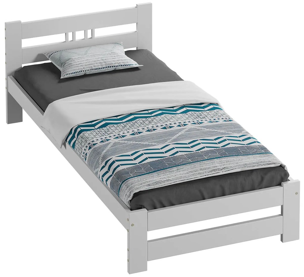 Fa ágy 90x200 LUX VitBed fehér + Matrac 90x200 Niobé