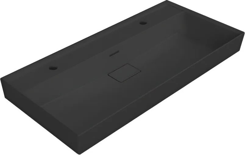 TMP TRIO 100D álló fürdőszobabútor - CeraStyle SHARP FEKETE DUPLA csaplyukas mosdóval - 100 x 48 cm