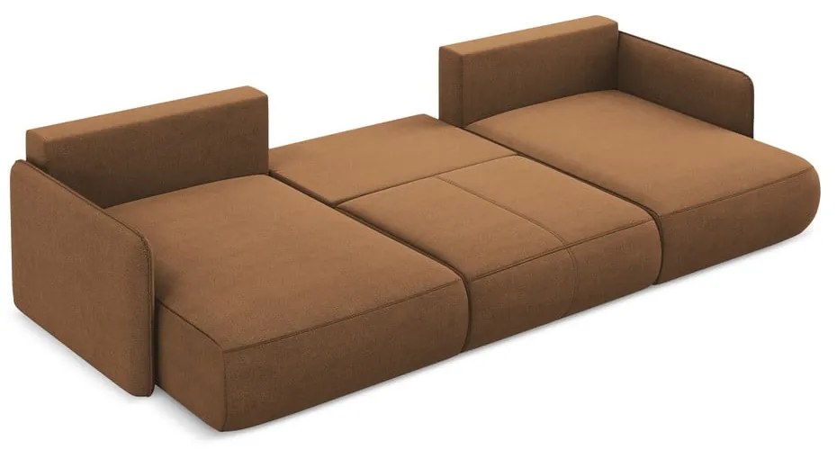 Narancssárga kinyitható-tárolóhelyes sarokkanapé Nanea – Makamii