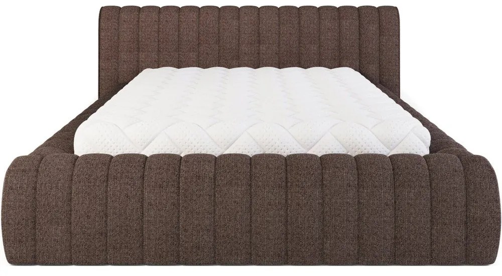 Barna kárpitozott ágyneműtartós franciaágy ágyráccsal 180x200 cm Carilla – ELTAP