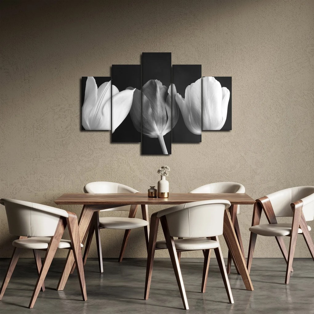 Kép - fekete-fehér tulipán virág (150x105 cm)