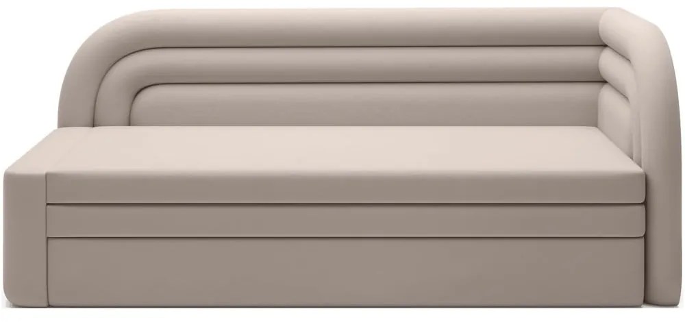 Bézs bársony kinyitható-tárolóhelyes kanapé jobb oldali 223 cm Fabillo – ELTAP