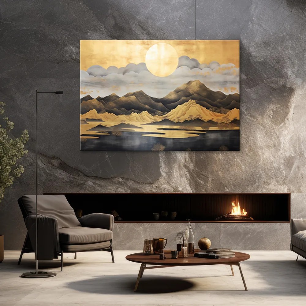 Gario Vászonkép Arany hegyi japán táj Méret: 90 x 60 cm