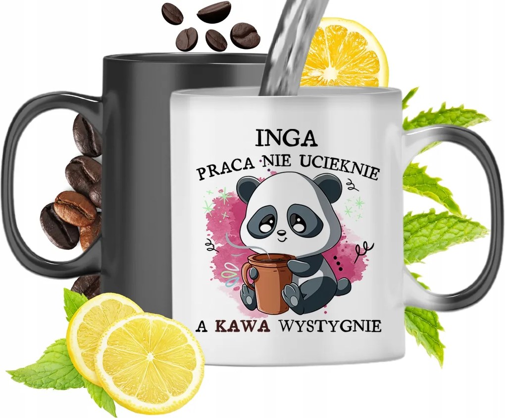 Mágikus bögre Inga számára Fekete matt nyomott mintával 330ml