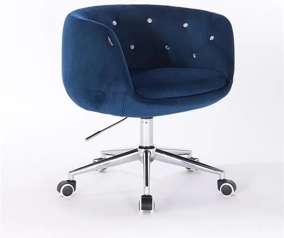 HR333K Tengerkék velur modern szék krómozott lábbal