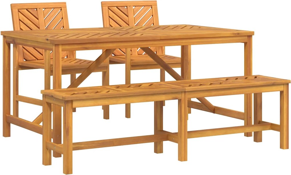 vidaXL Kert étkező szett 4 pcs Barna Tömör Akácfa