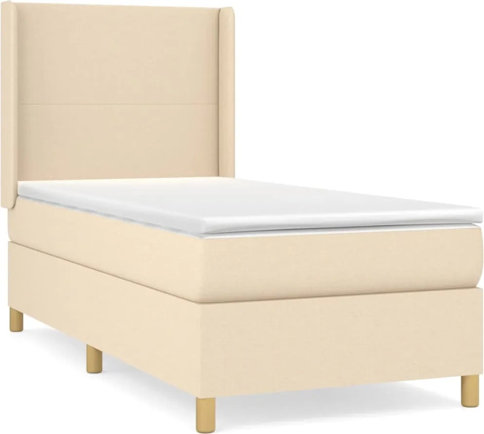 vidaXL krémszínű szövet rugós ágy matraccal 90 x 200 cm