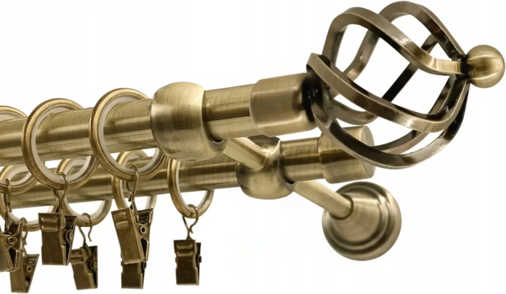 Függönykarnis Dupla fém fi16+16 jogar Arany Antik 400 galvanizált