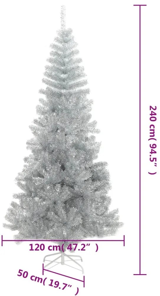 ezüstszínű PET műkarácsonyfa állvánnyal 240 cm