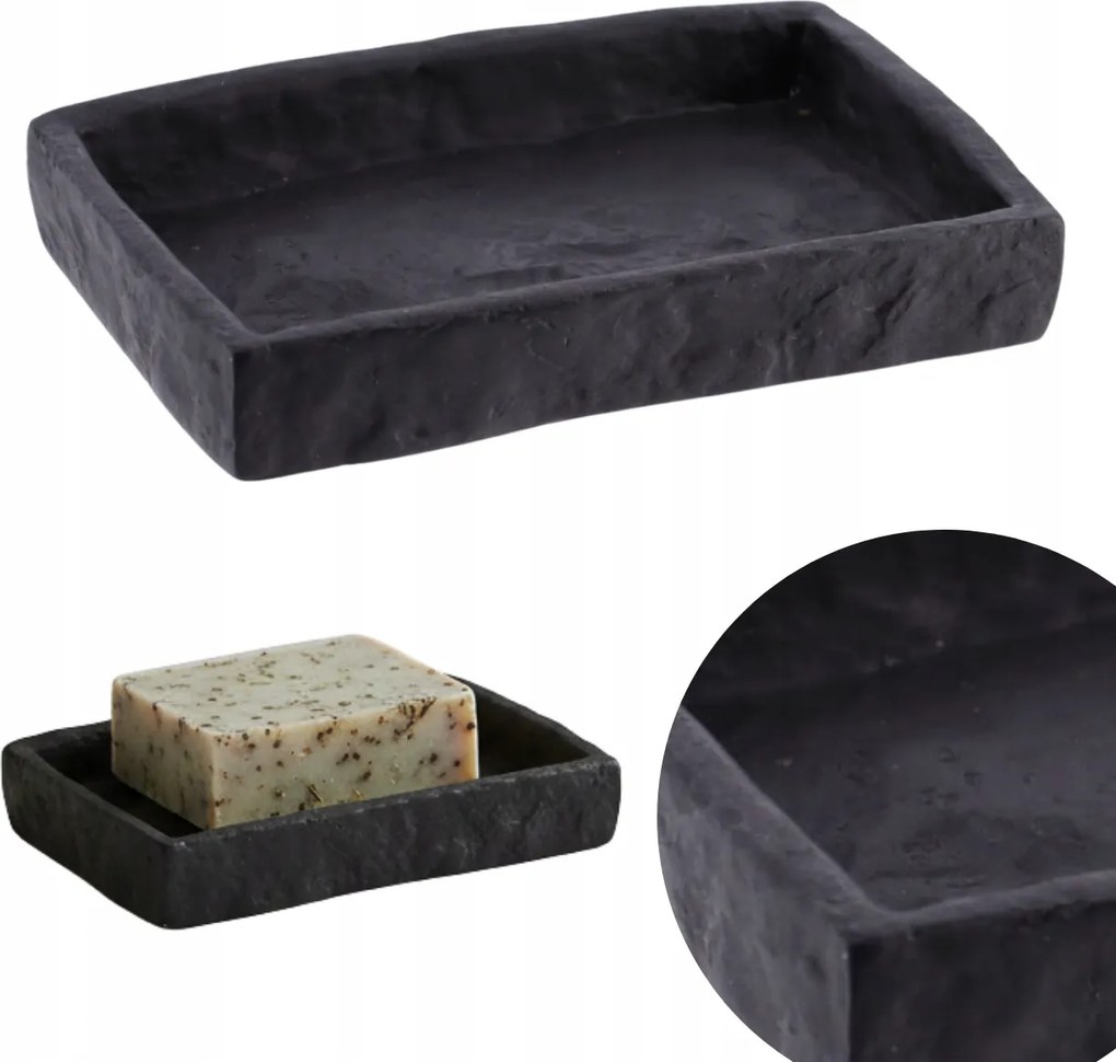 Fürdőszobai Szappantartó Fekete téglalap alakú szabadon álló szappantartó állvány