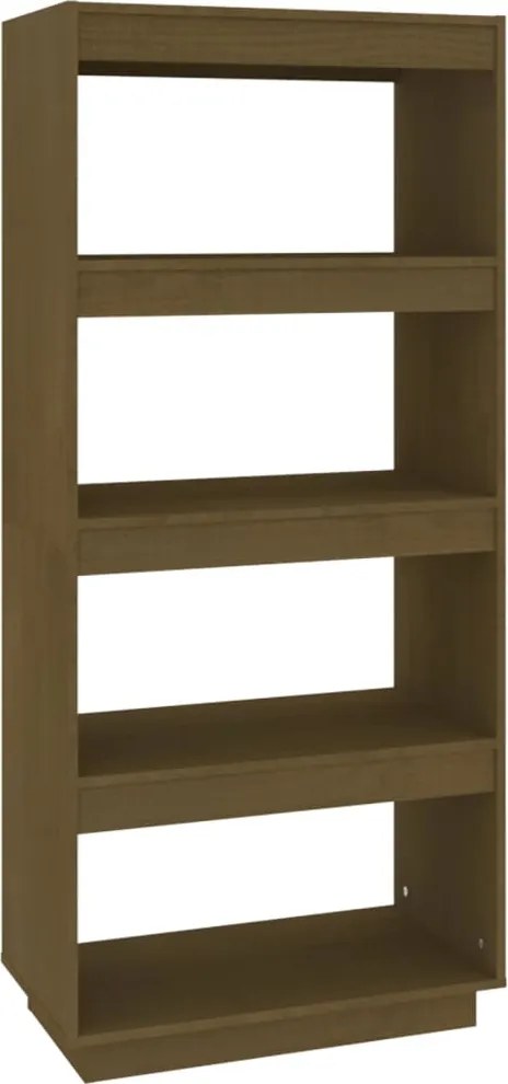 vidaXL mézbarna tömör fenyőfa könyvszekrény/térelválasztó 60x35x135cm
