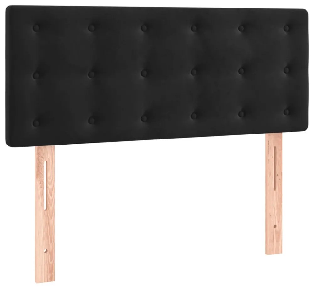 fekete bársony rugós ágy matraccal 90x190 cm