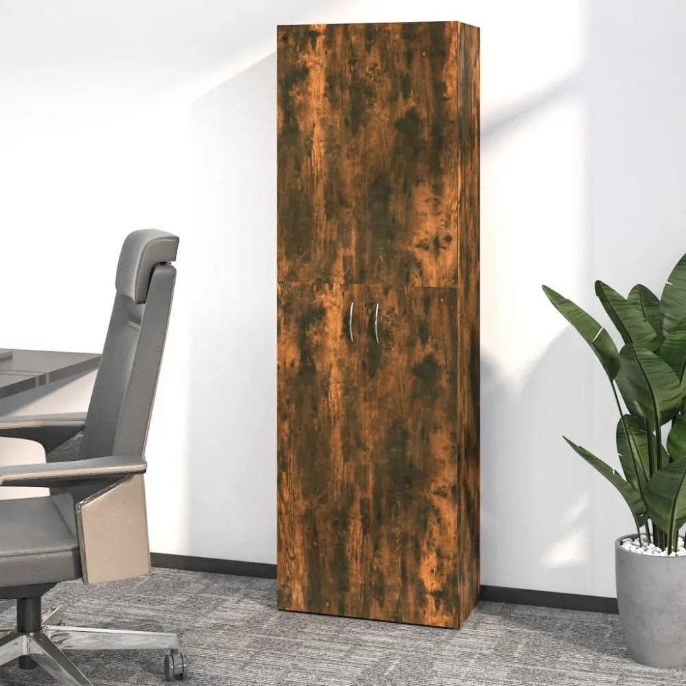 füstös tölgy színű szerelt fa irodaszekrény 60 x 32 x 190 cm