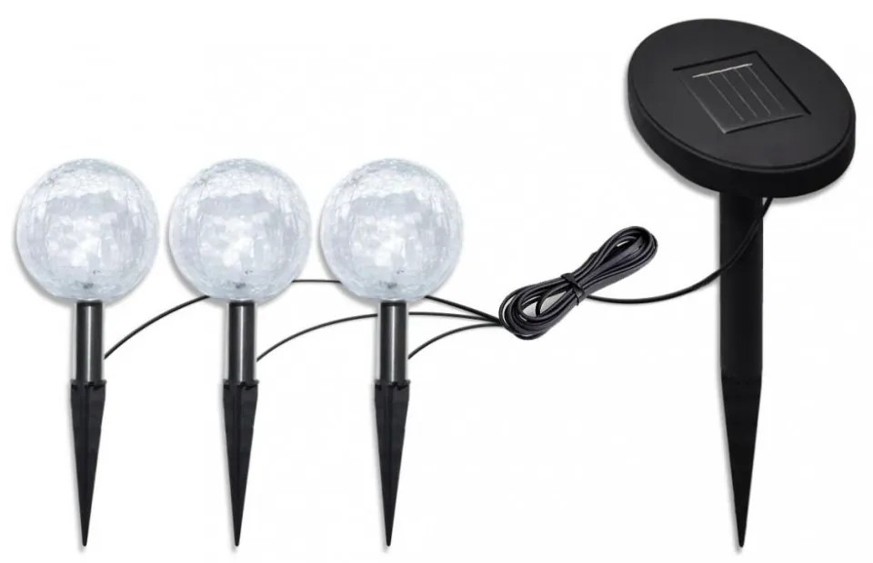 3 db LED kerti gömblámpa cövekkel és napelemmel