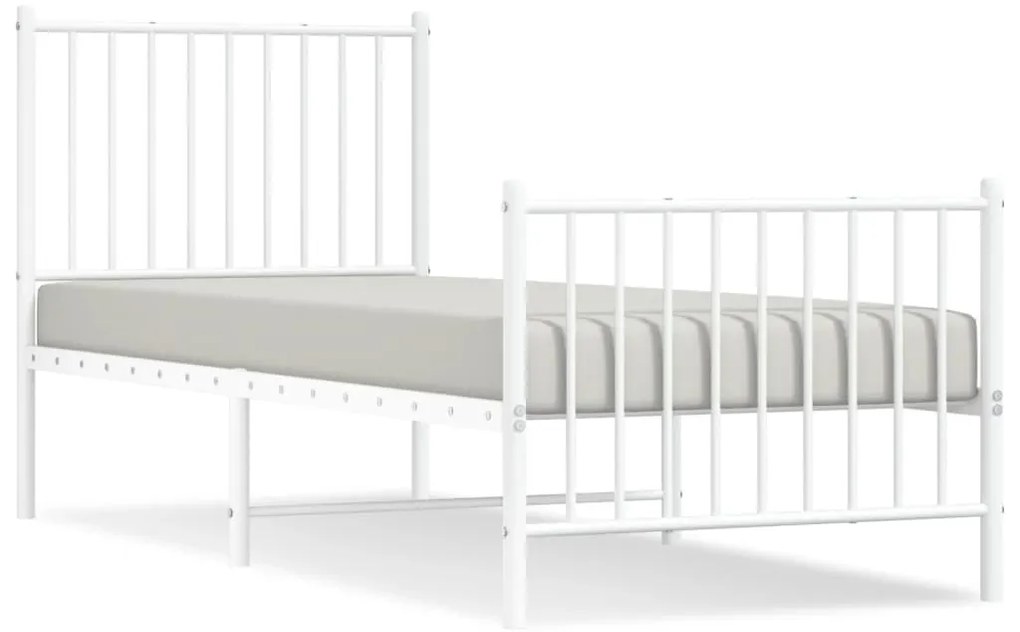 fehér fém ágykeret fej- és lábtámlával 80x200 cm