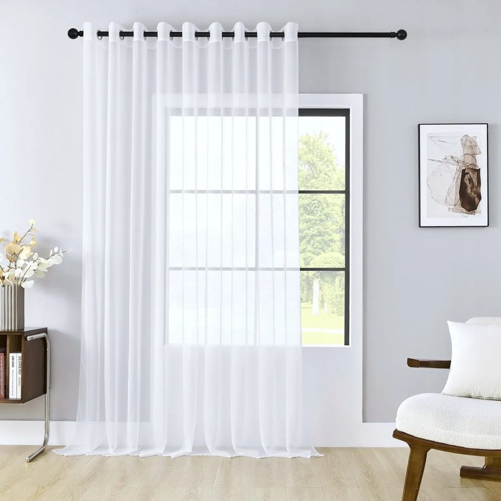 Függöny Készre Szerelve Sima Nappaliba Erkély Fátyol 300 X 250 CM