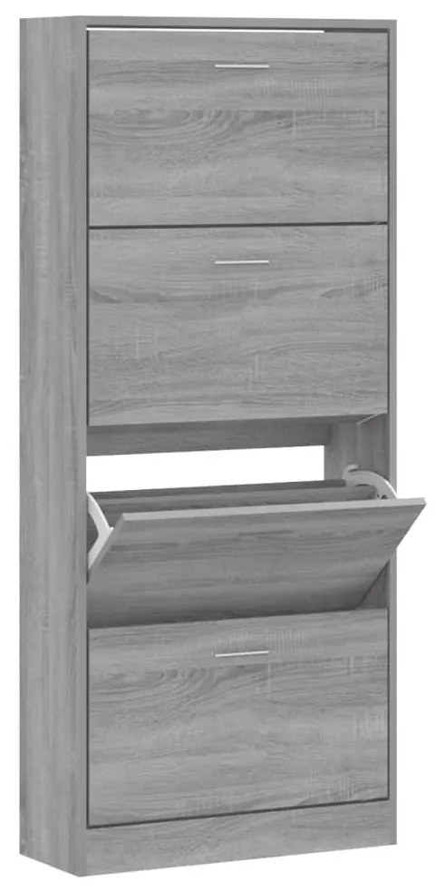 szürke sonoma színű szerelt fa cipősszekrény 63x24x147 cm