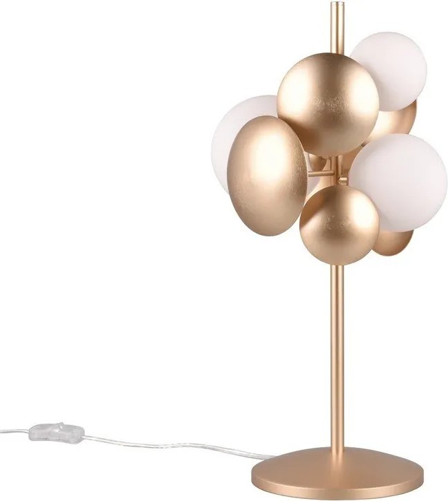 Fehér-aranyszínű asztali lámpa üveg búrával (magasság 50 cm) Bubble – Trio Select