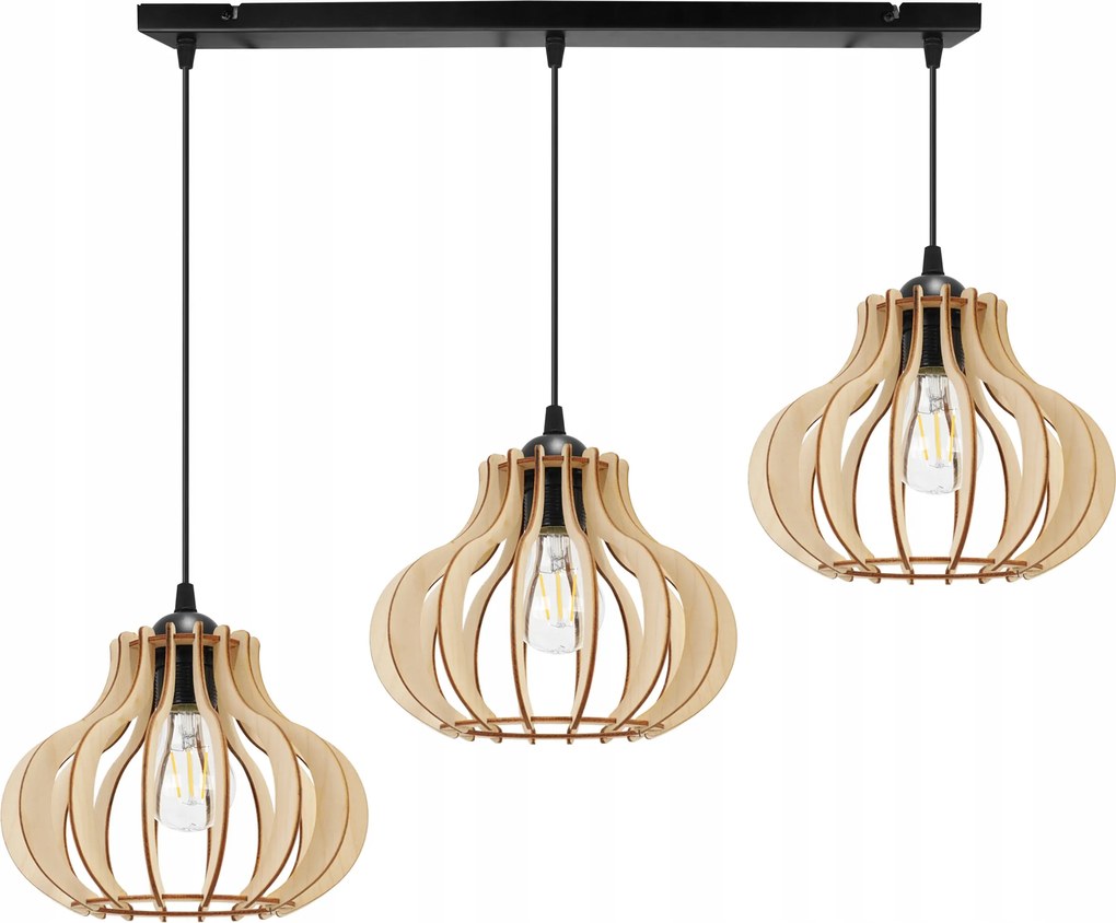 Függőlámpa Hármas Mennyezeti Csillár Fa Modern Boho Led