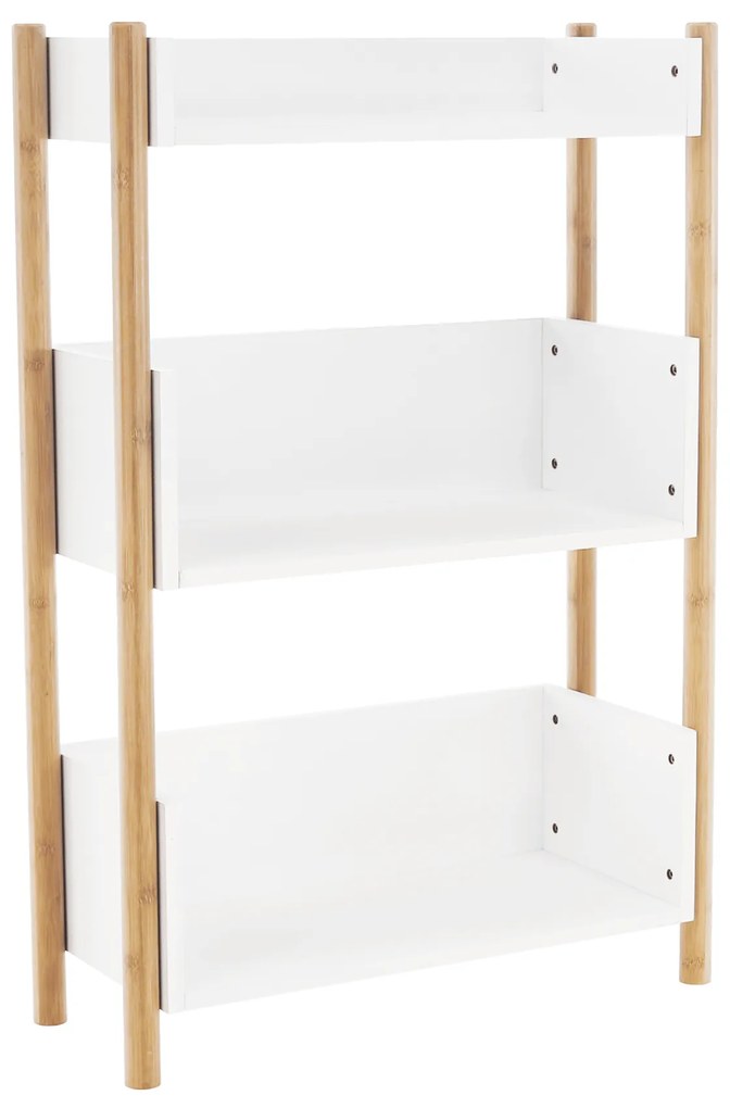 3 polcos állvány, természetes bambusz/fehér, BALTIKA TYP 2