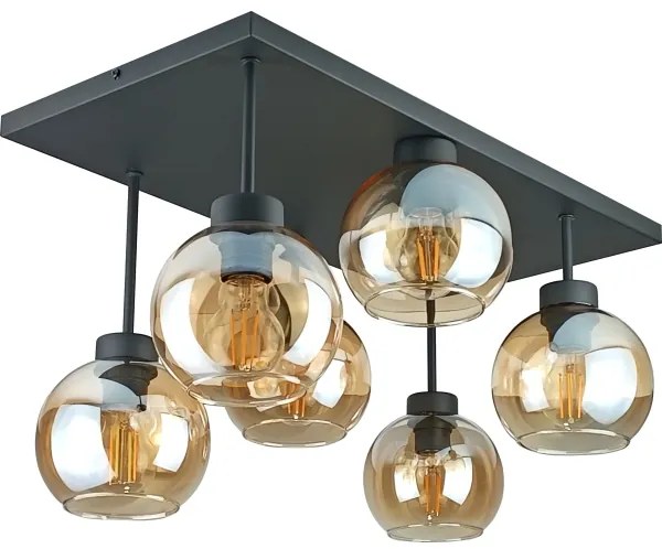 Felületre szerelhető csillár  NESSA 6xE27/60W/230V fekete/füstös bézs