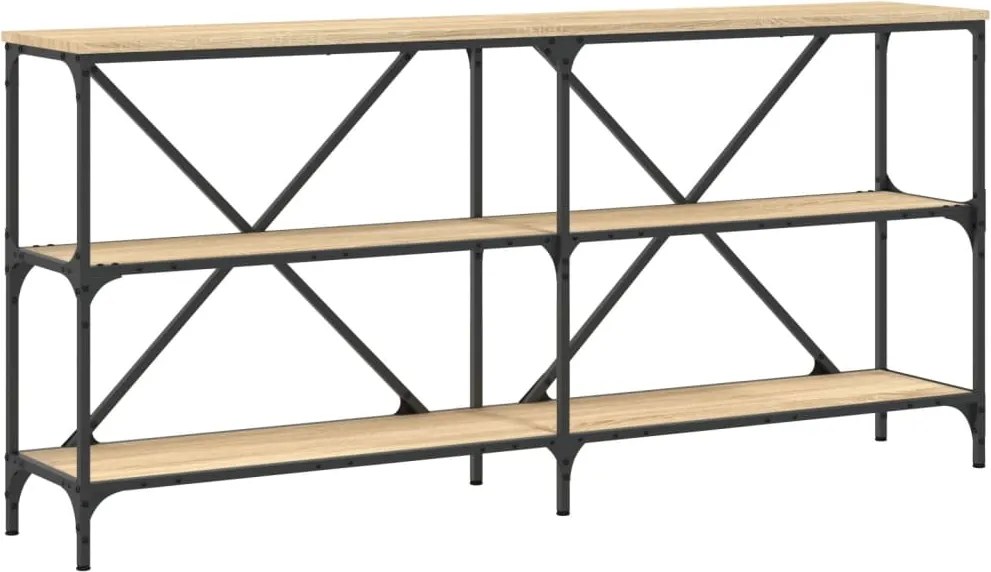 vidaXL sonoma tölgy színű szerelt fa és vas konzolasztal 160x30x75 cm