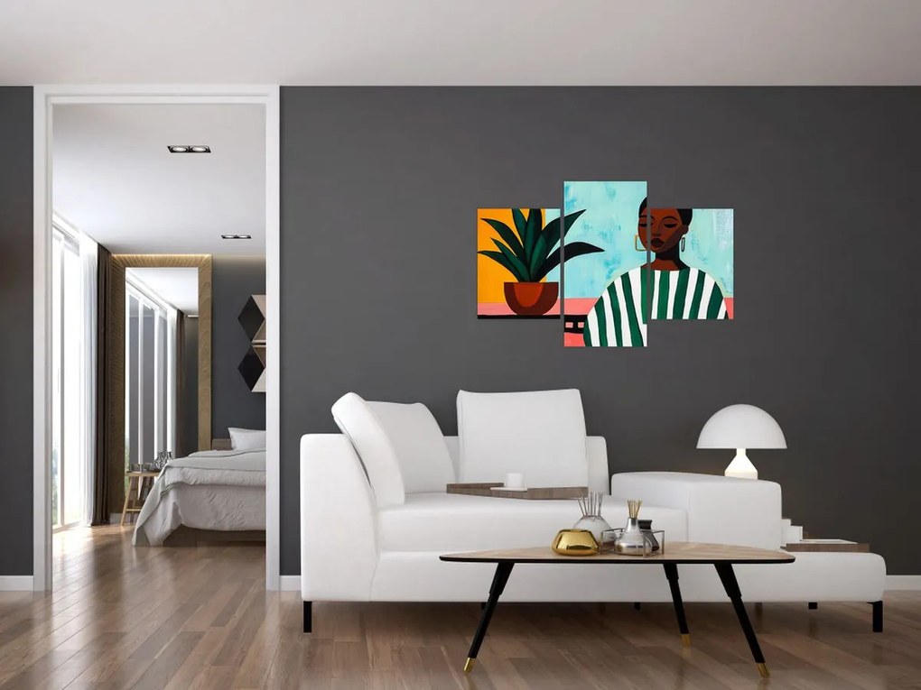 Kép - Nő virággal (90x60 cm)